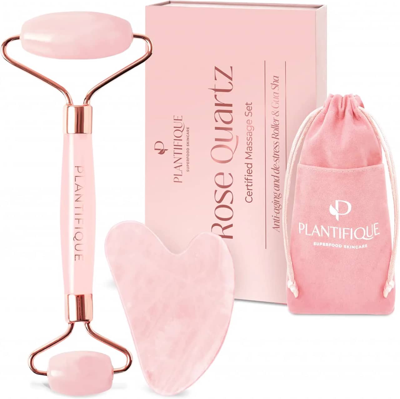 Plantifique ansiktsrulle och gua sha
