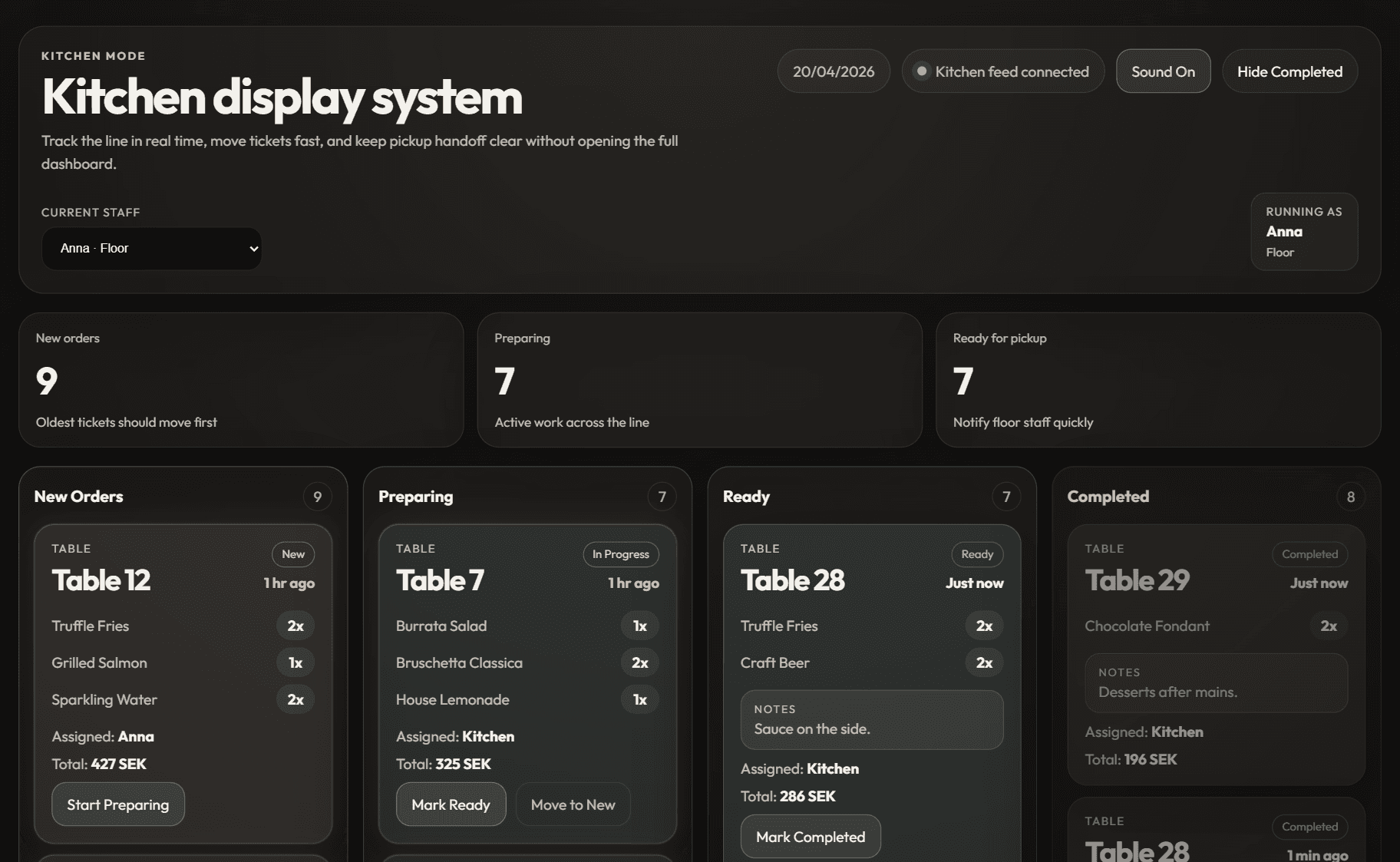 Kitchen display system preview