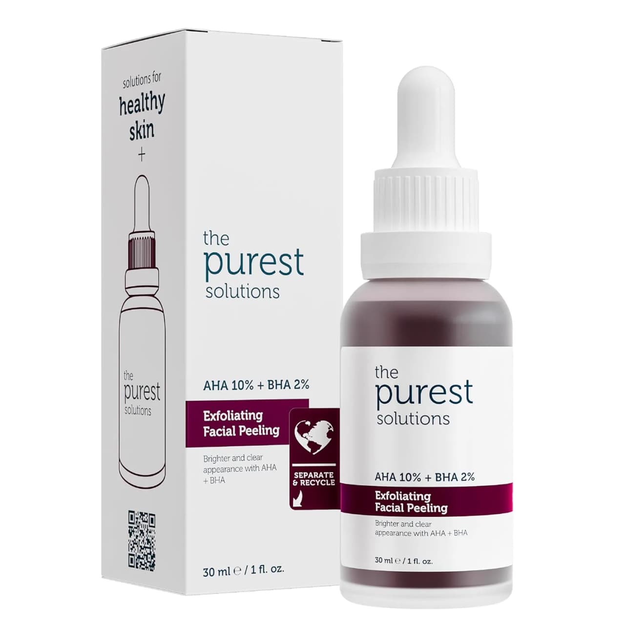 The Purest Solutions AHA 10% + BHA 2% Exfoliating Peeling, 30 ml