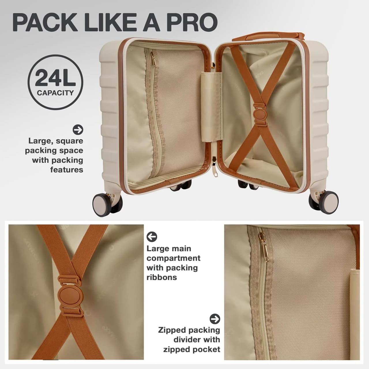 Miniatyr: Öppen kabinväska med packfack och innerfickor