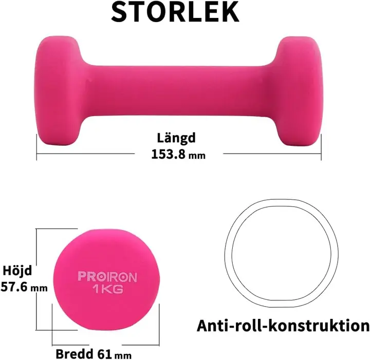 Miniatyr: PROIRON neoprenhantel med mjuk yta och grepp