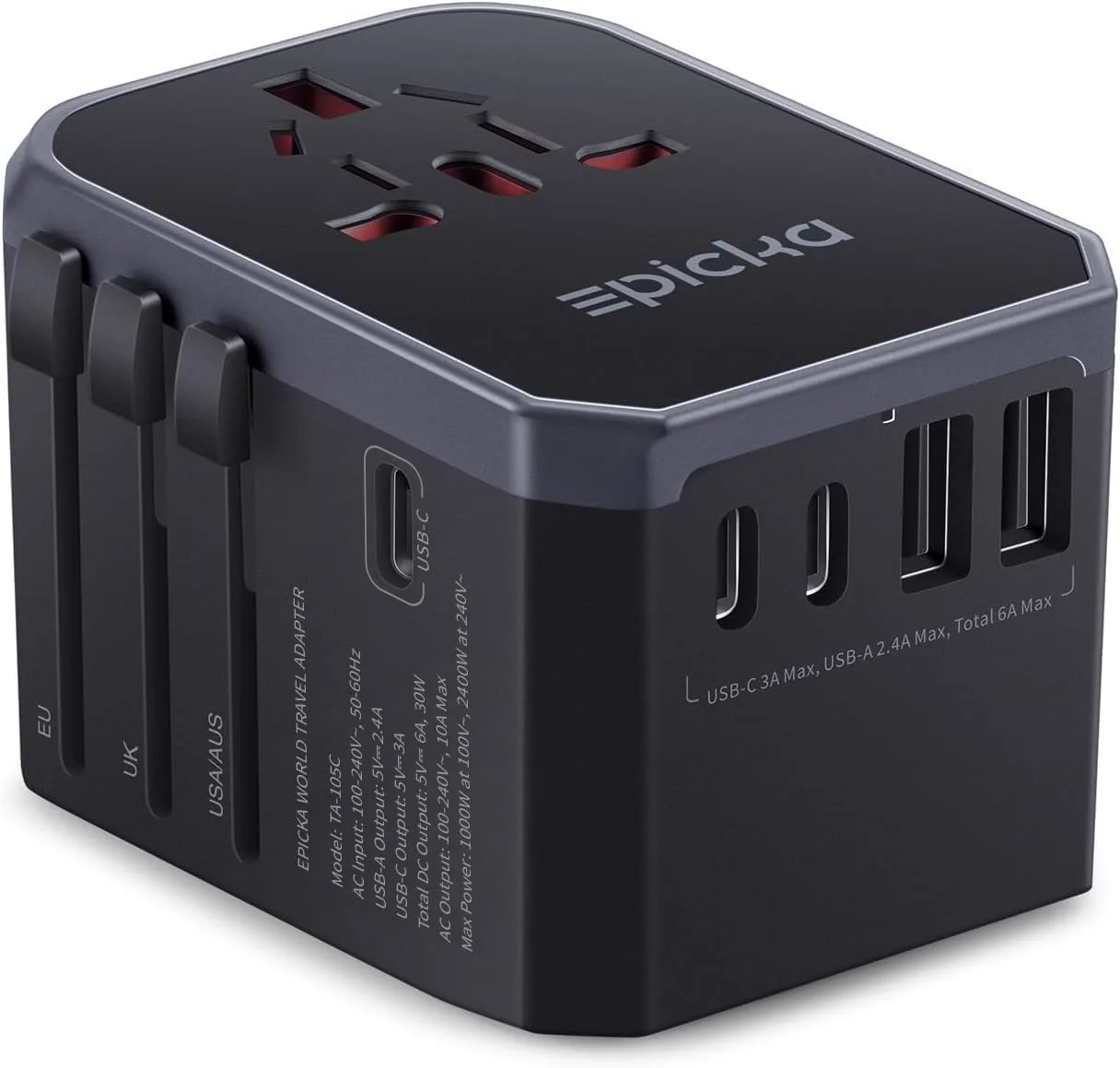 EPICKA universal reseadapter med flera USB-portar