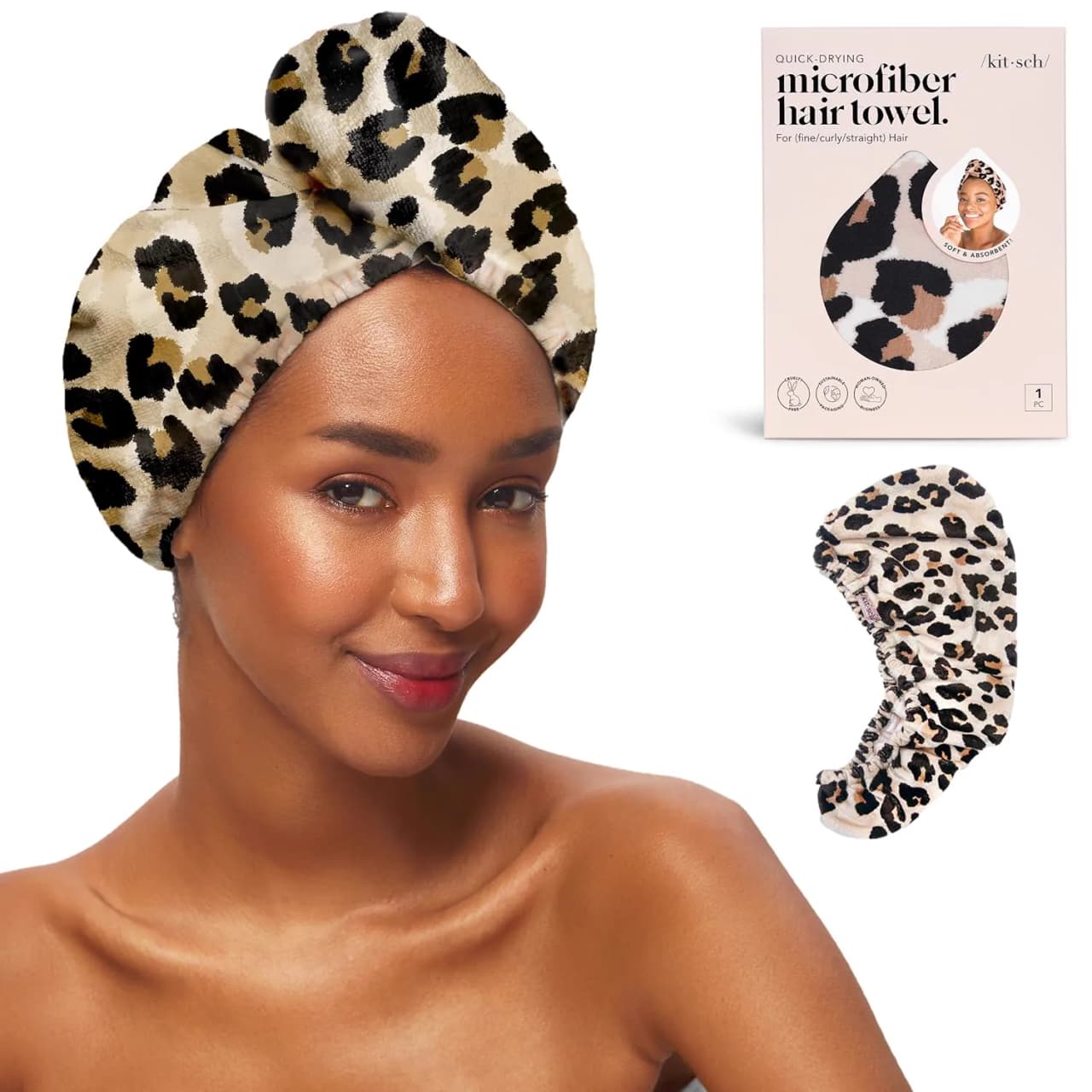 Kitsch Microfiber Hair Towel Wrap mikrofiberhandduk för hår