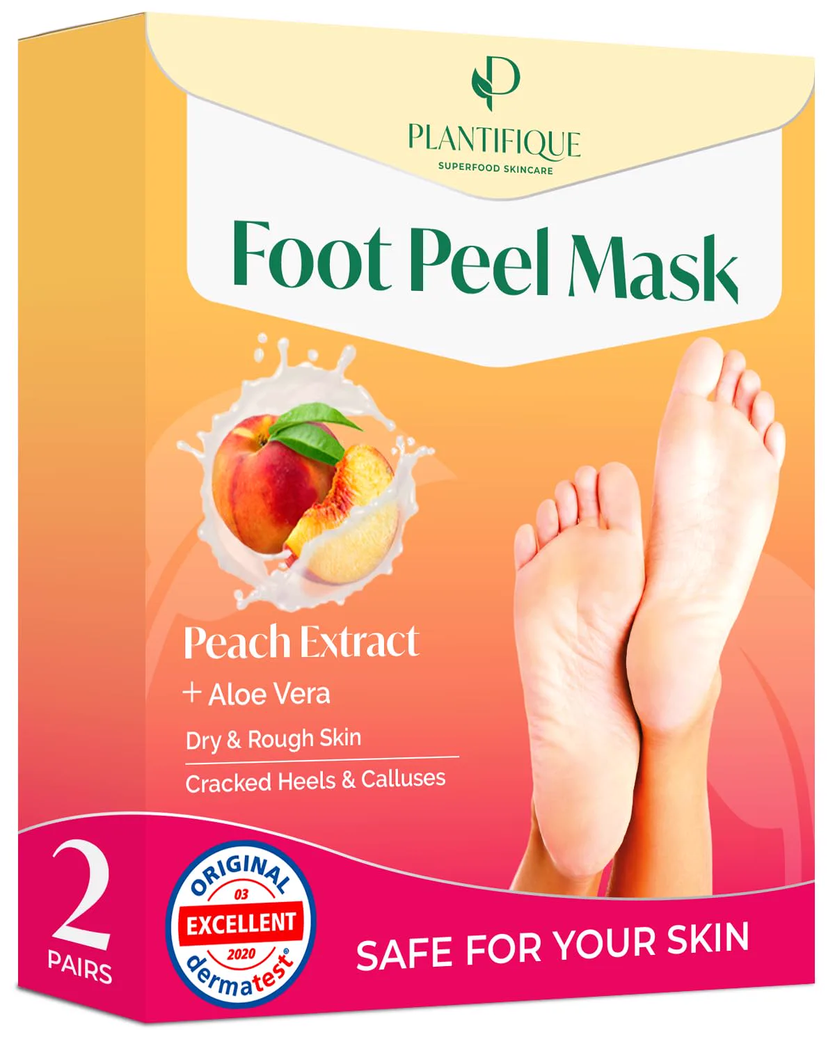 Plantifique Peach Foot Exfoliation Mask, 2-pack