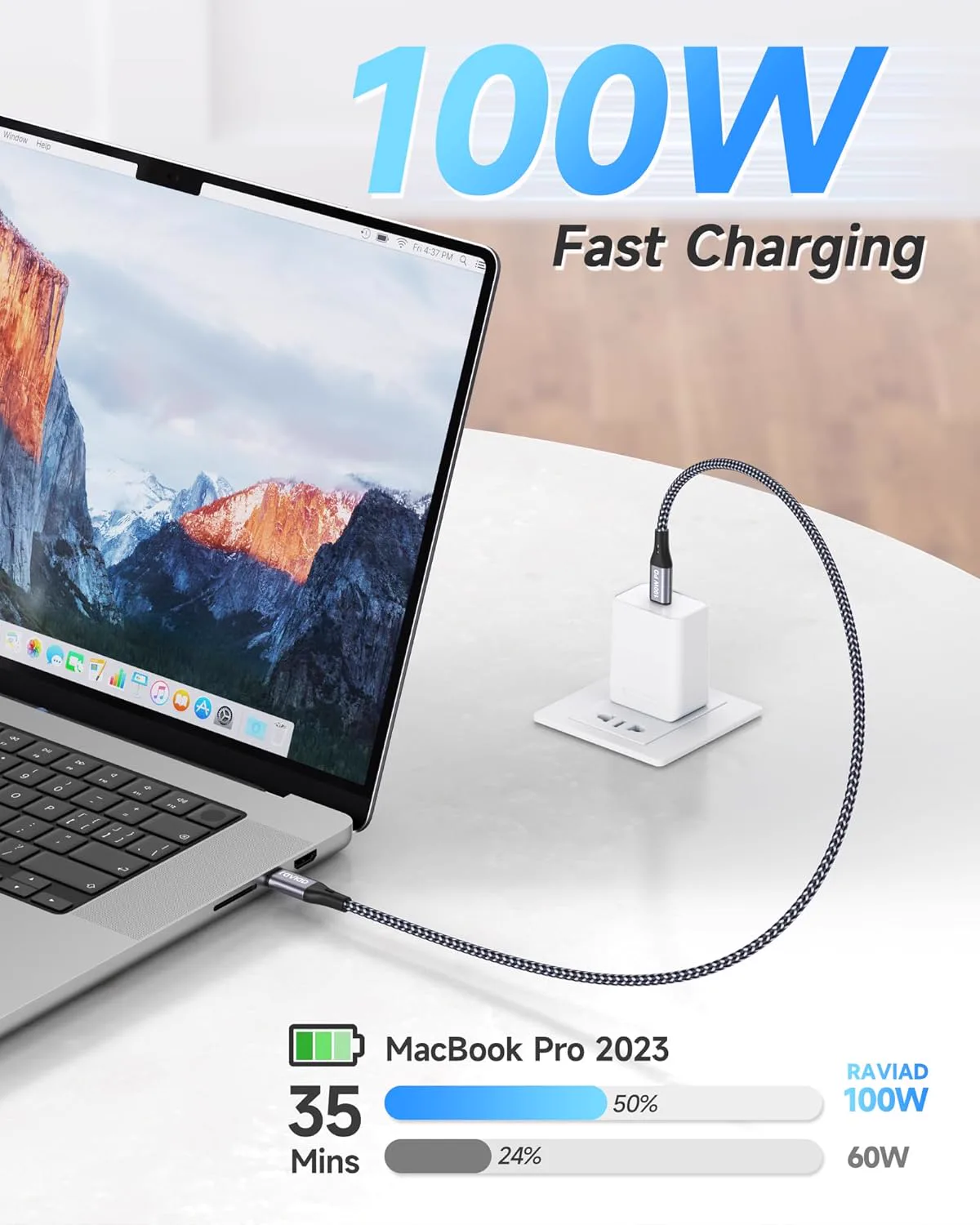 Miniatyr: Kort nylonflätad USB-C-kabel