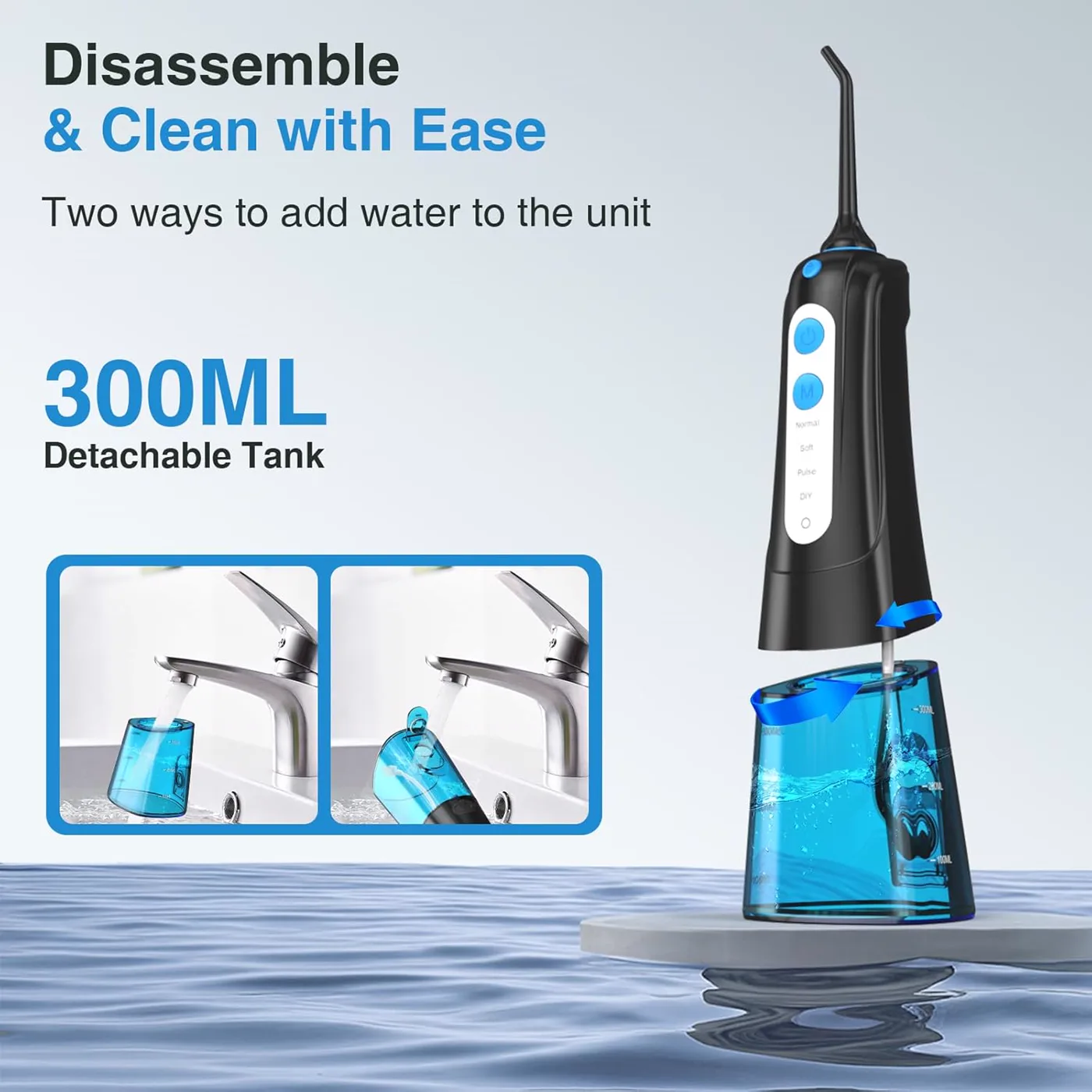 Miniatyr: SURFOU water flosser med funktioner från Amazon-bilder