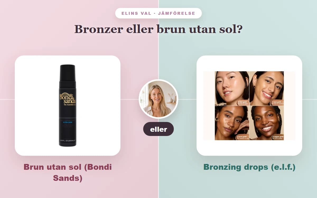 Bronzer eller brun utan sol? — Elins jämförelse