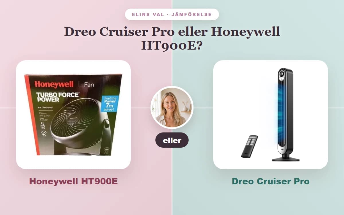 Elins jämförelse: Dreo Cruiser Pro tornfläkt mot Honeywell HT900E luftcirkulator