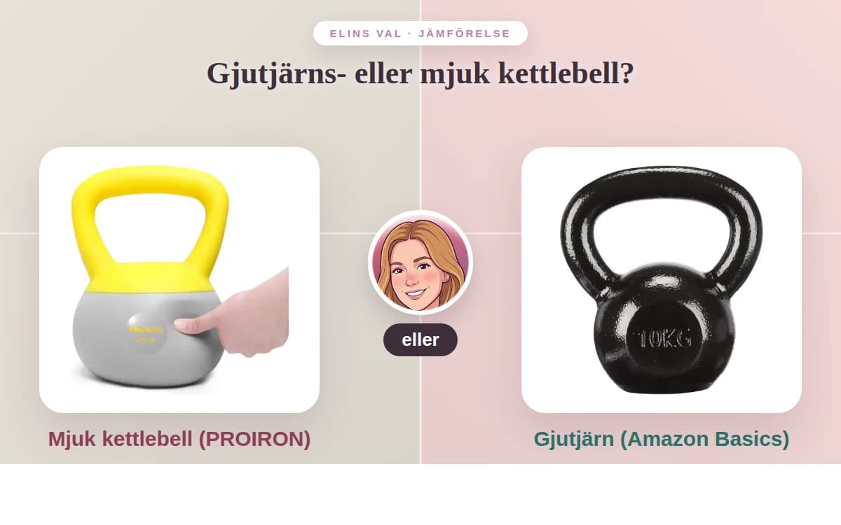 Gjutjärns- eller mjuk kettlebell? — Elins jämförelse