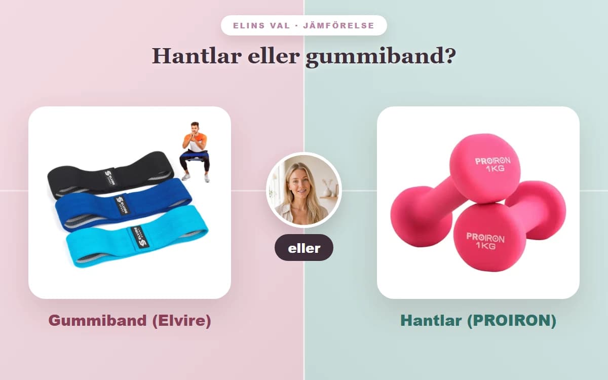 Hantlar eller gummiband? — Elins jämförelse