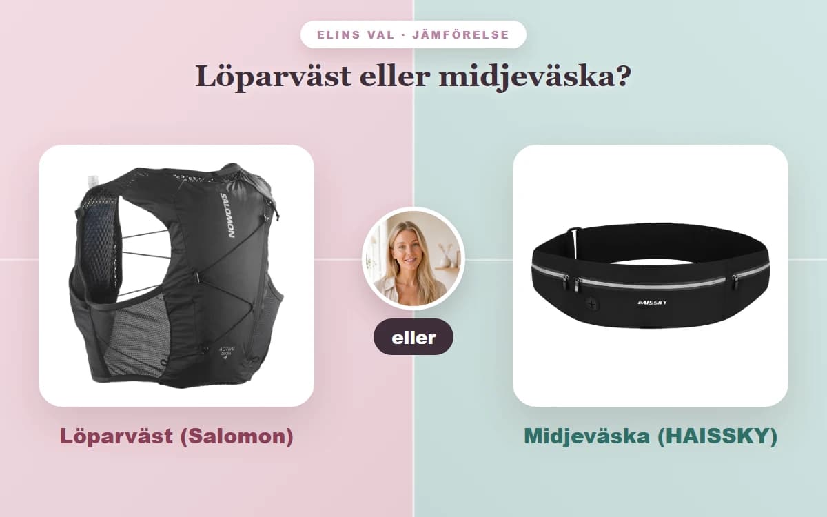 Löparväst eller midjeväska? — Elins jämförelse