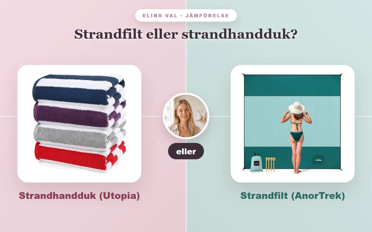 Strandfilt eller strandhandduk? — Elins jämförelse