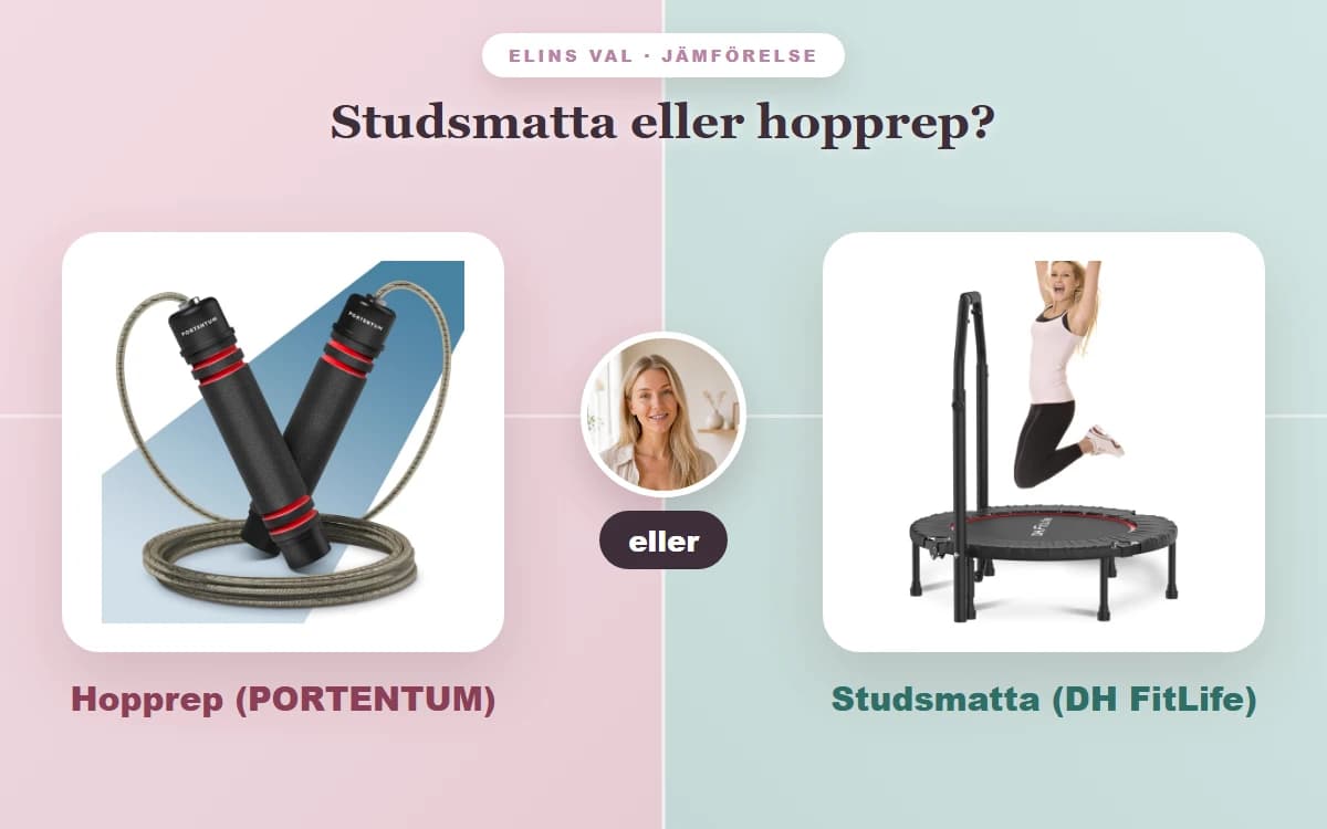 Studsmatta eller hopprep? — Elins jämförelse