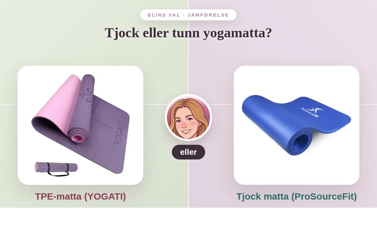 Tjock eller tunn yogamatta? — Elins jämförelse