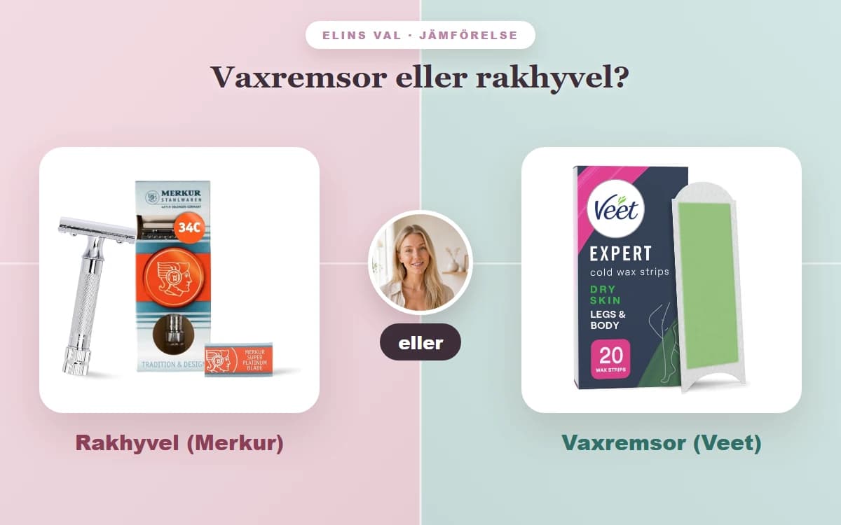 Vaxremsor eller rakhyvel? — Elins jämförelse