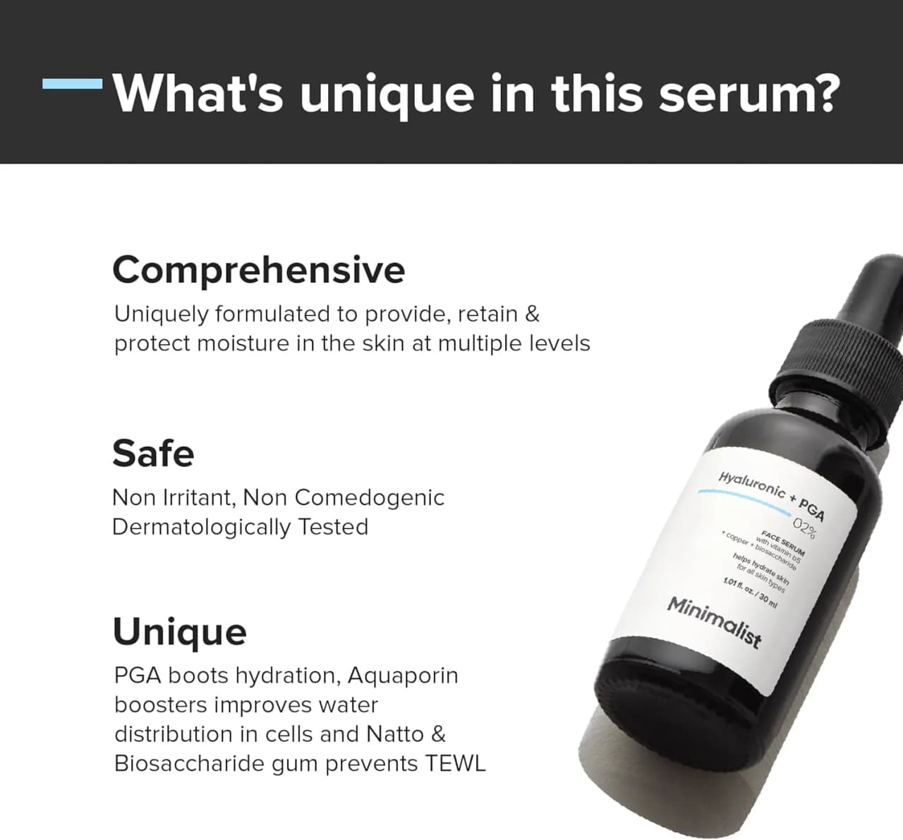 Minimalist hyaluronsyra-serum med 2% HA + PGA