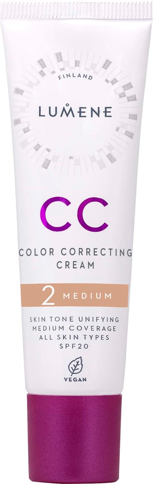 Lumene CC Color Correcting Cream SPF20, 2 Medium · 30 ml · en tub.