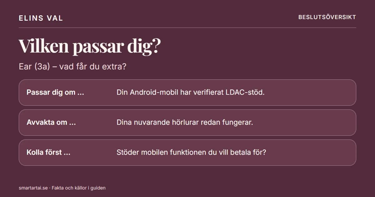 Beslutsöversikt: Nothing Ear (3a) – vad får du för pengarna?